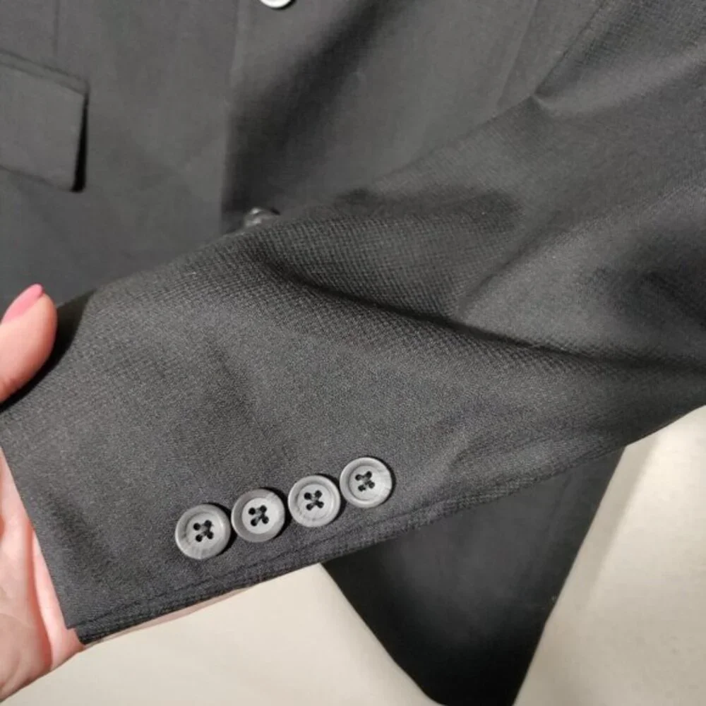 Oscar De La Renta Black Wool‎ Men's Sport Coat Blazer Size 42L